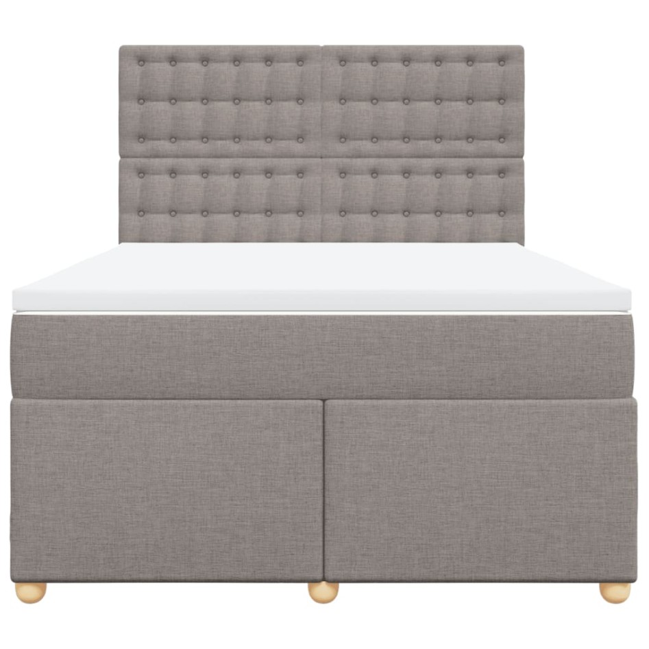 Cama box spring con colchón tela gris taupe 140x190