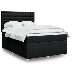 Cama box spring con colchón tela negro 140x190