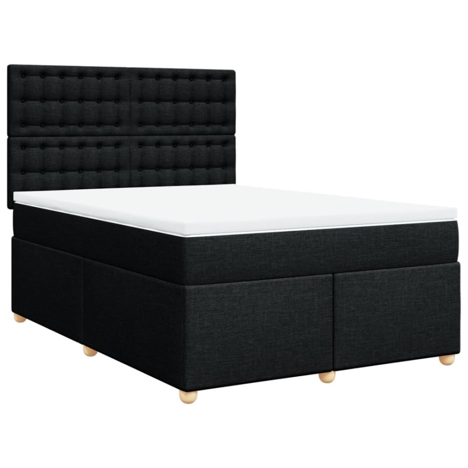 Cama box spring con colchón tela negro 140x190