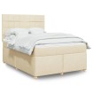Cama box spring con colchón tela color crema 140x200 cm
