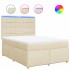 Cama box spring con colchón tela color crema 140x200