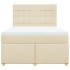 Cama box spring con colchón tela color crema 140x200
