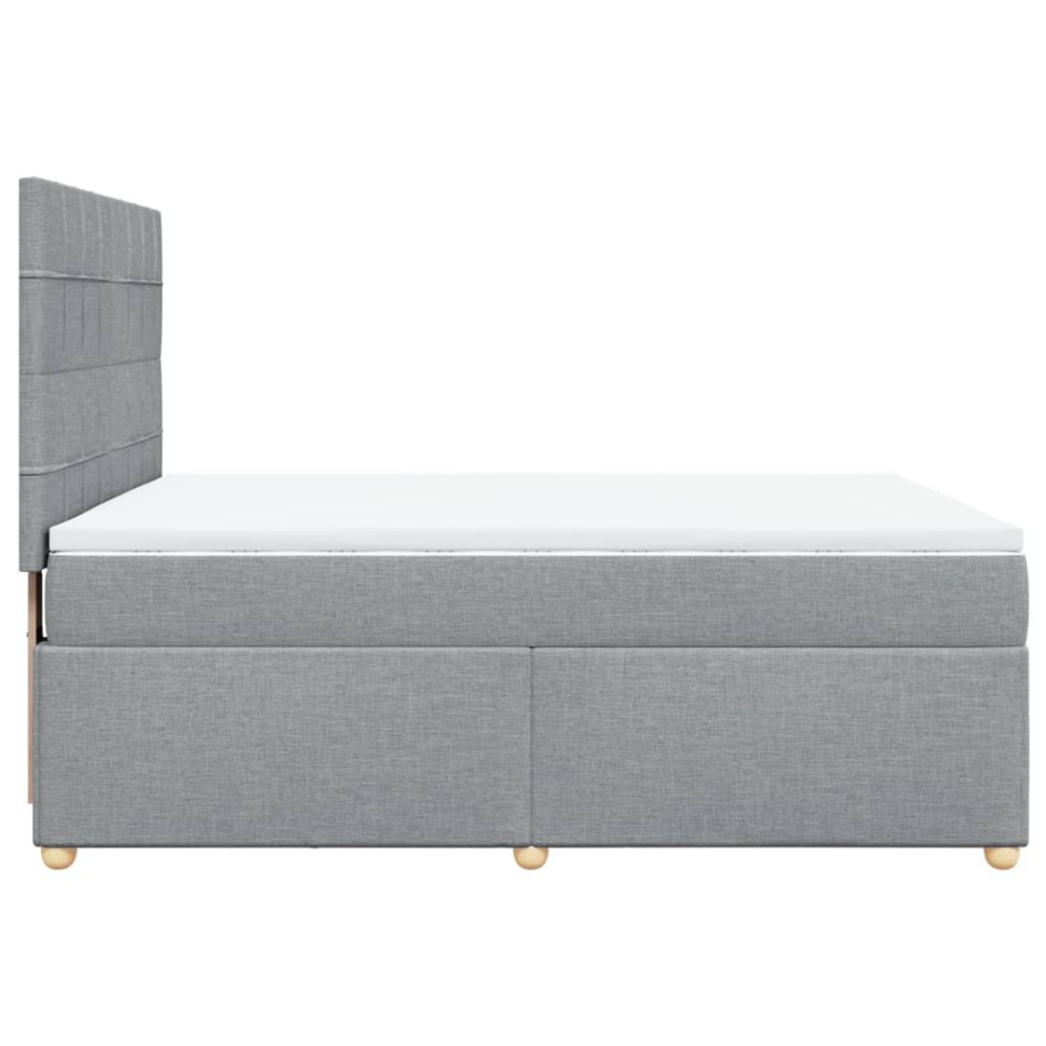 Cama box spring con colchón tela gris claro 140x200