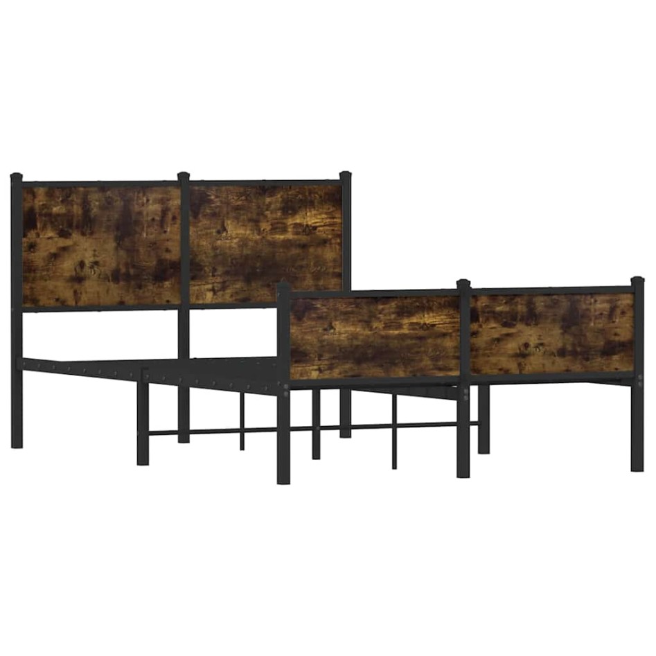 Estructura de cama sin colchón metal roble ahumado 120x190
