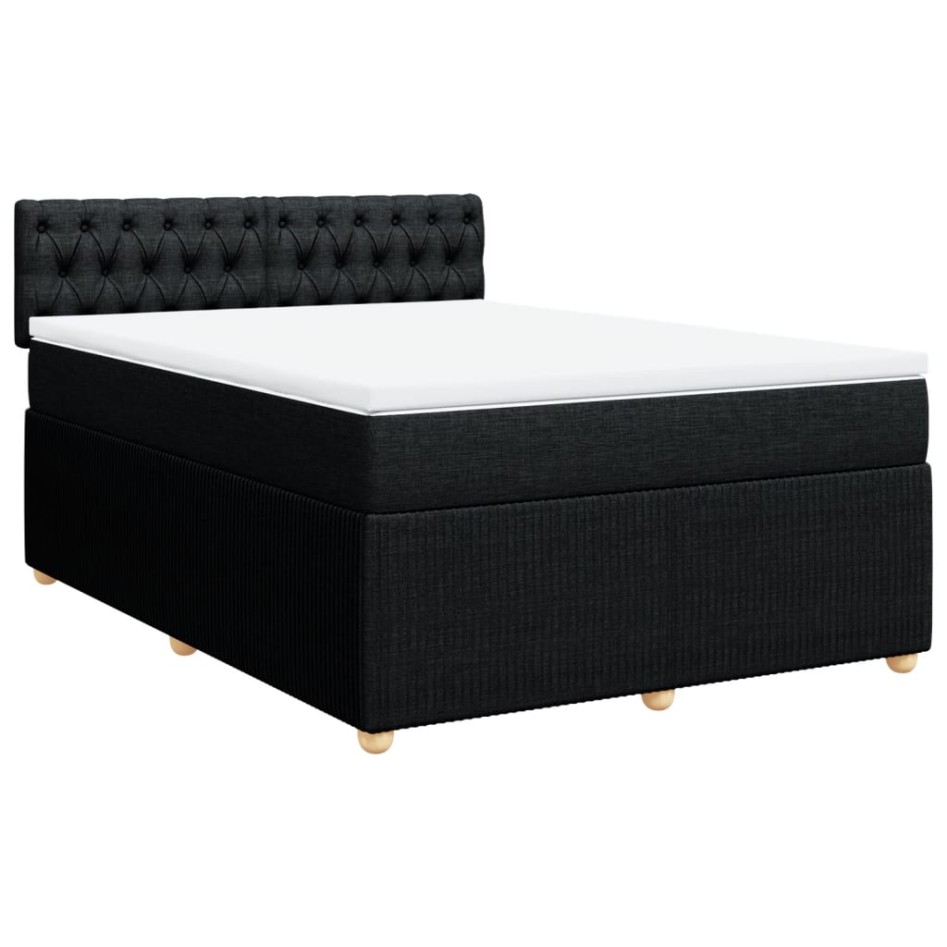 Cama box spring con colchón tela negro 160x200