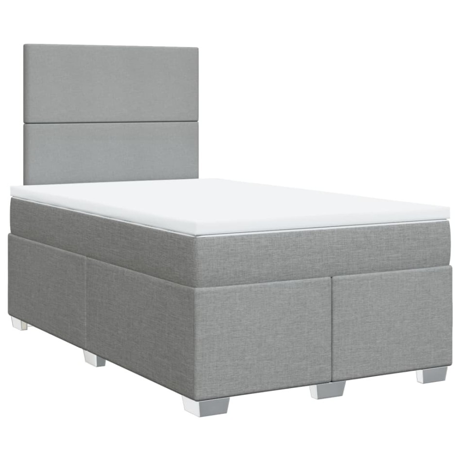 Cama box spring con colchón tela gris claro 120x200