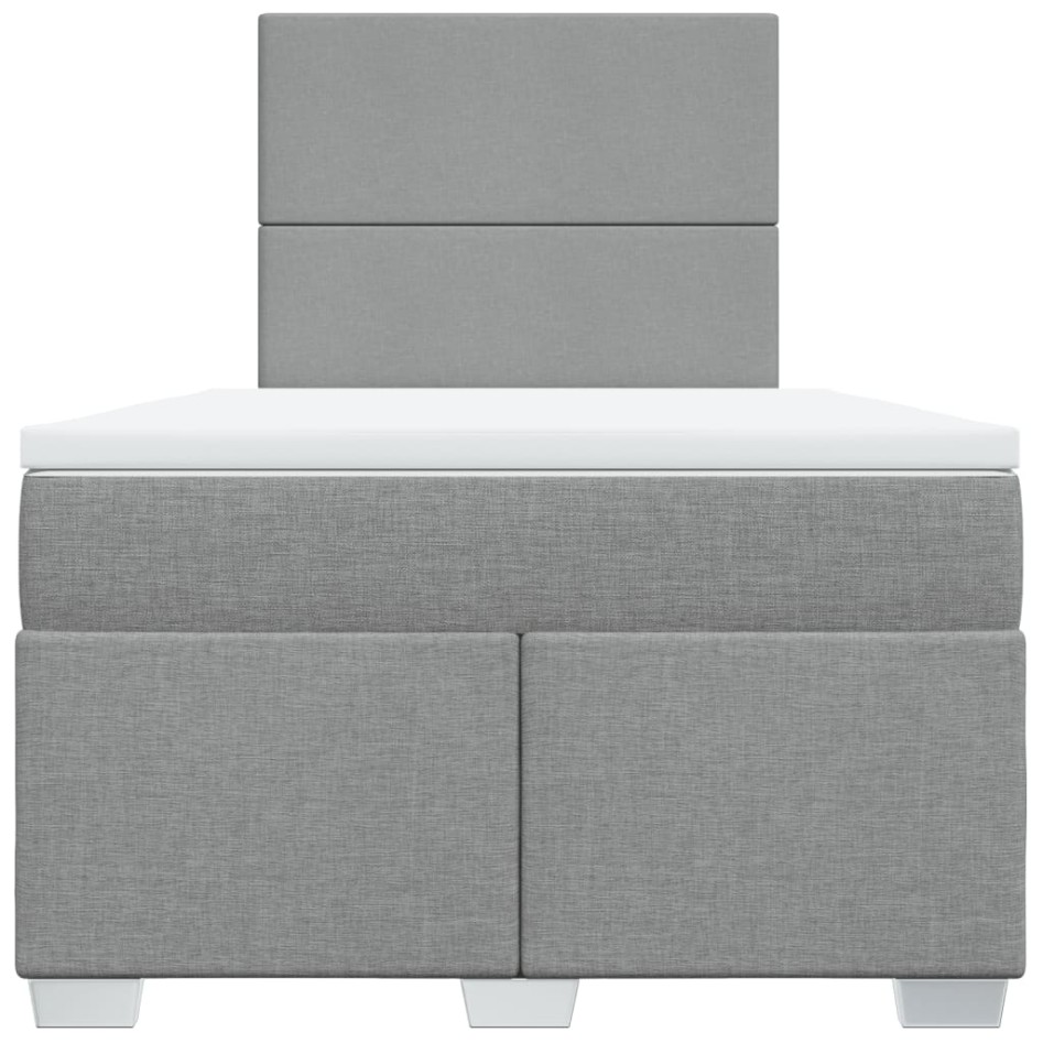 Cama box spring con colchón tela gris claro 120x200