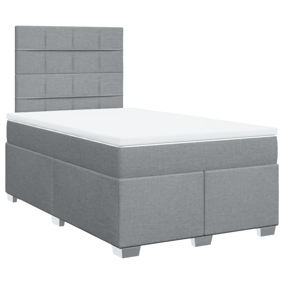 Cama box spring con colchón tela gris claro 120x200