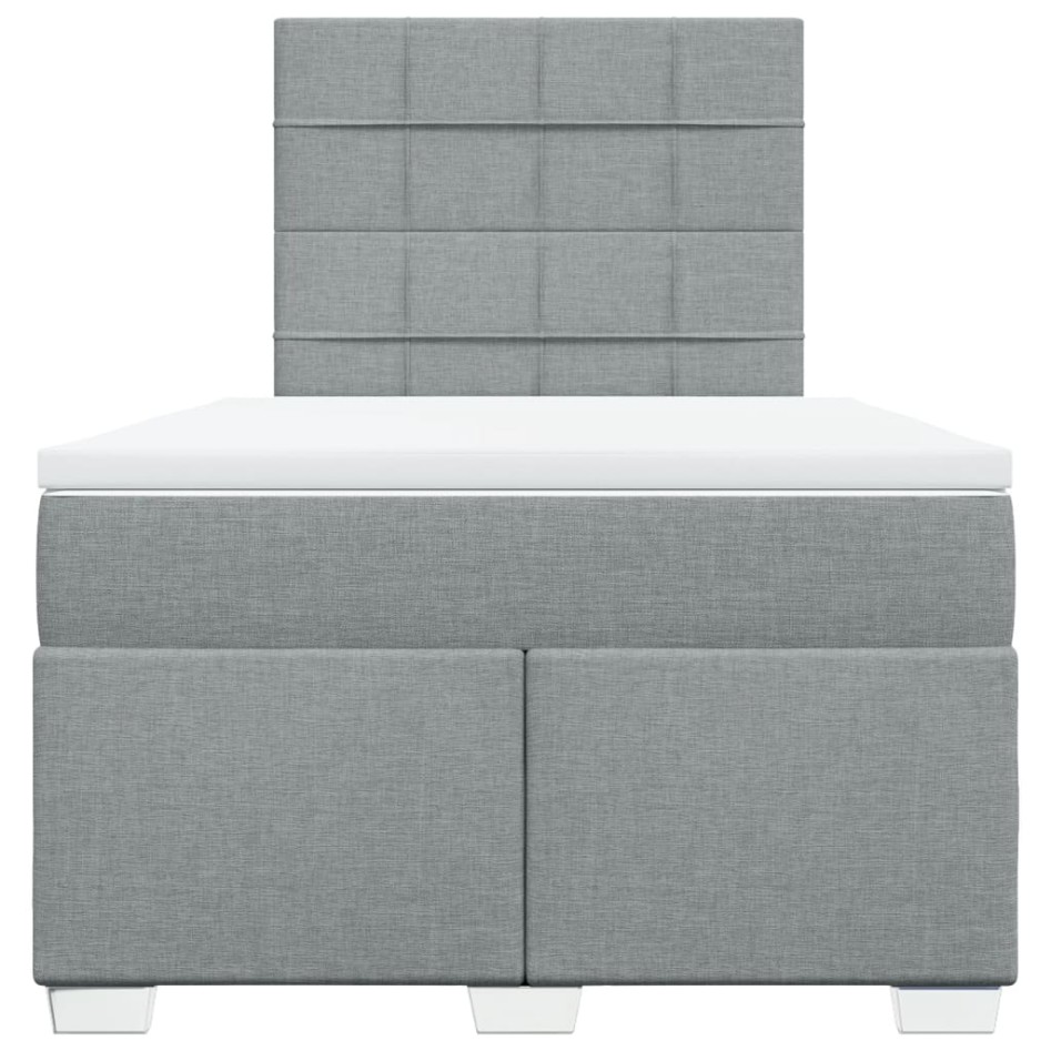 Cama box spring con colchón tela gris claro 120x200