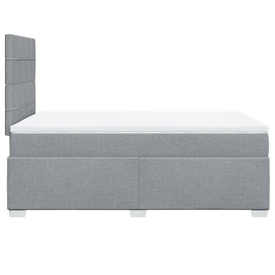 Cama box spring con colchón tela gris claro 120x200