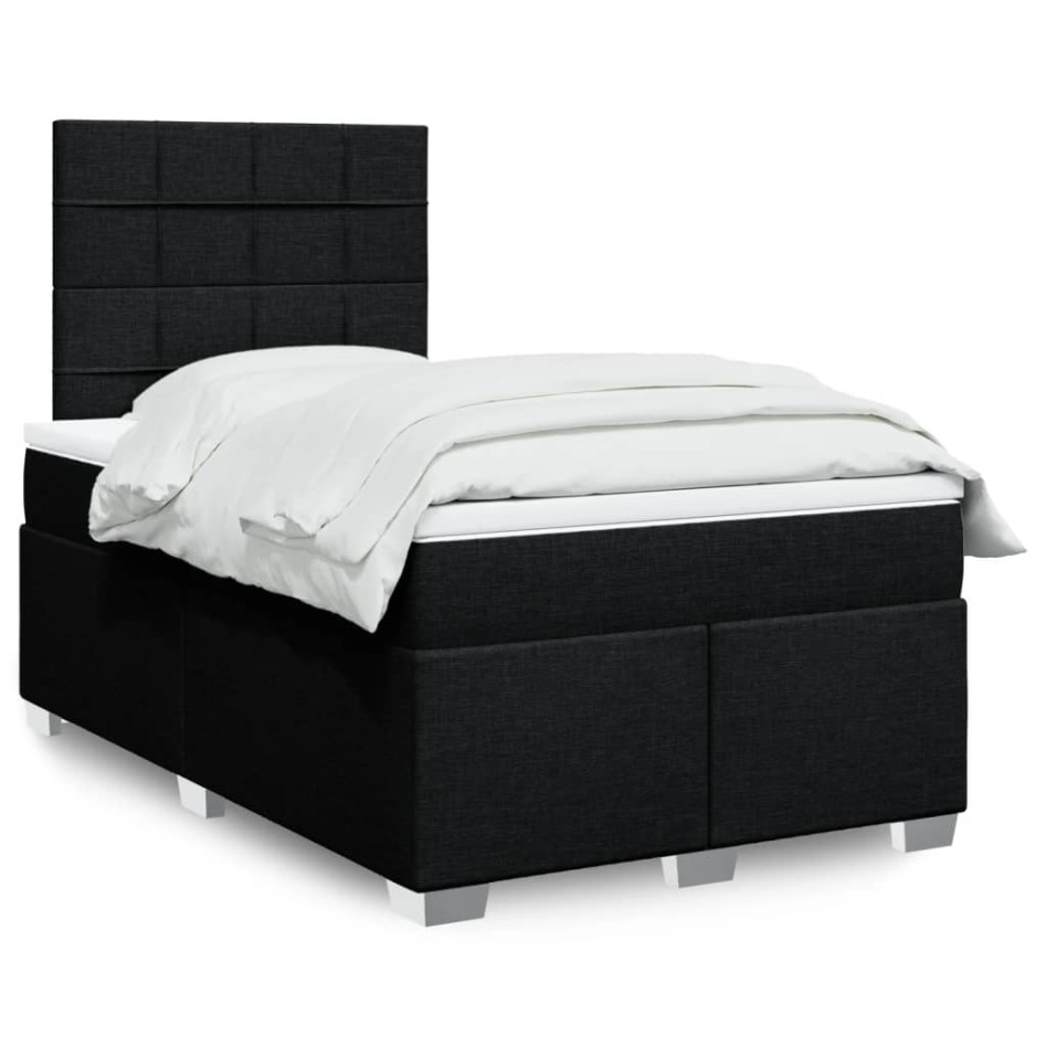 Cama box spring con colchón tela negro 120x200