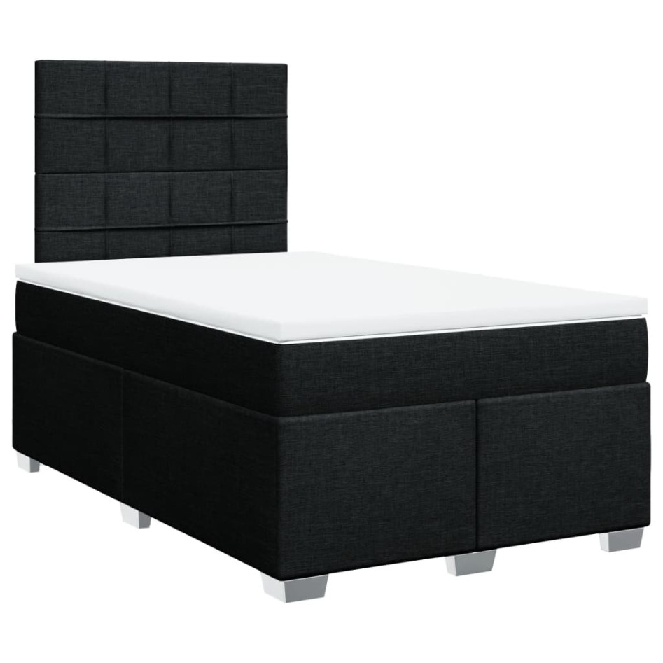 Cama box spring con colchón tela negro 120x200