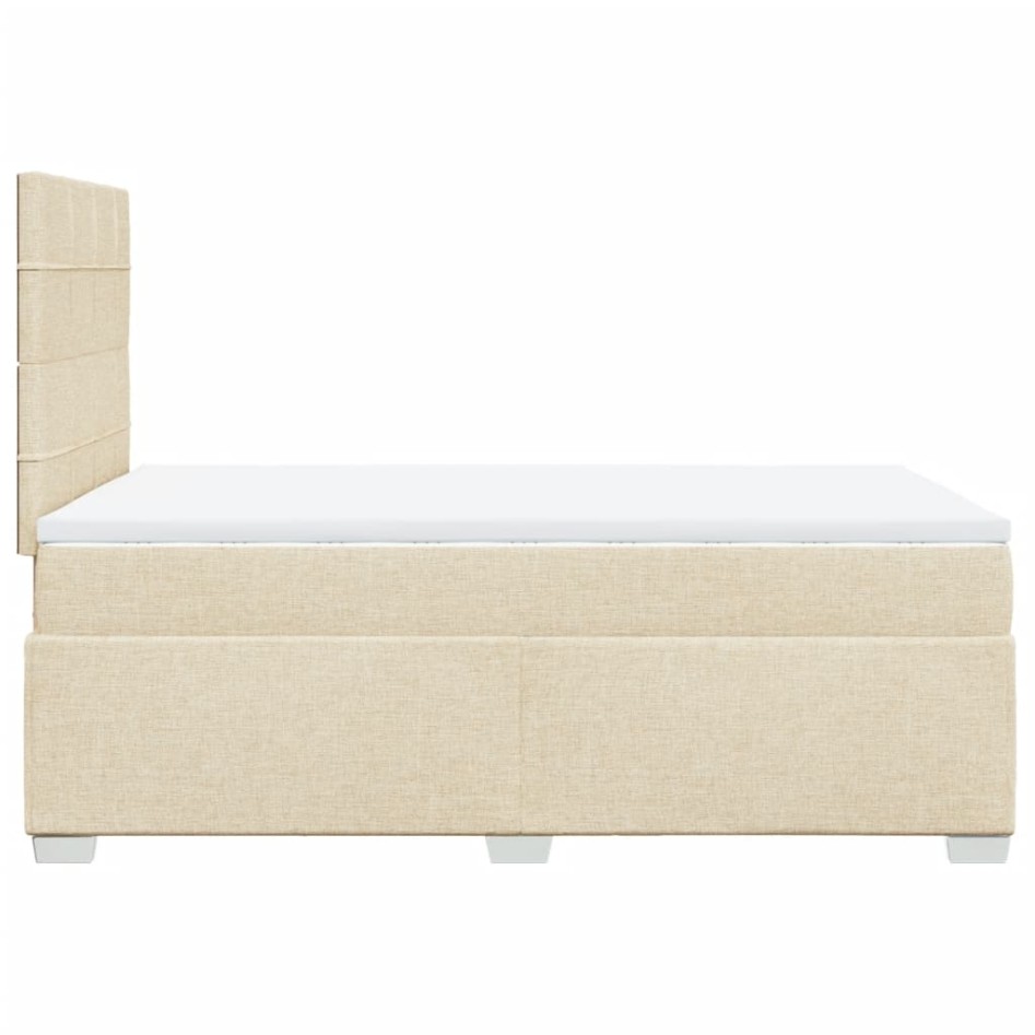Cama box spring con colchón tela color crema 120x200