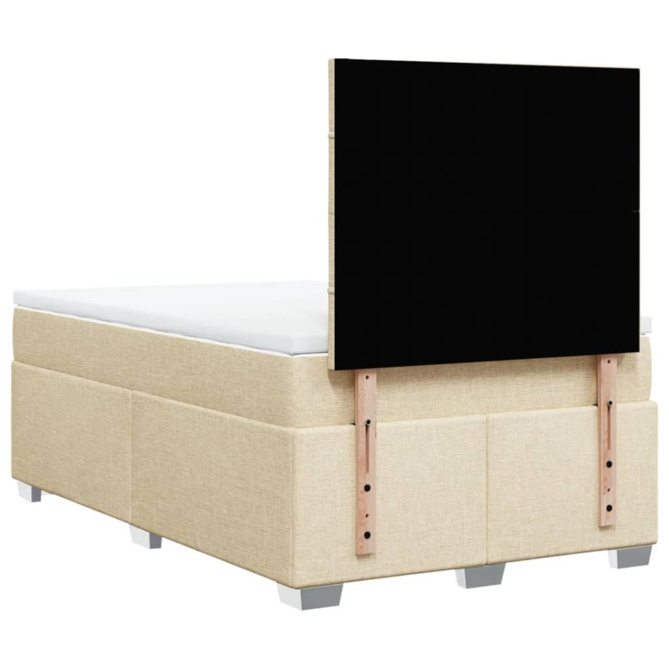 Cama box spring con colchón tela color crema 120x200