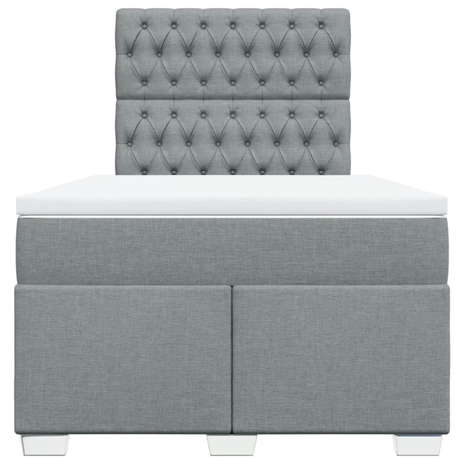 Cama box spring con colchón tela gris claro 120x200