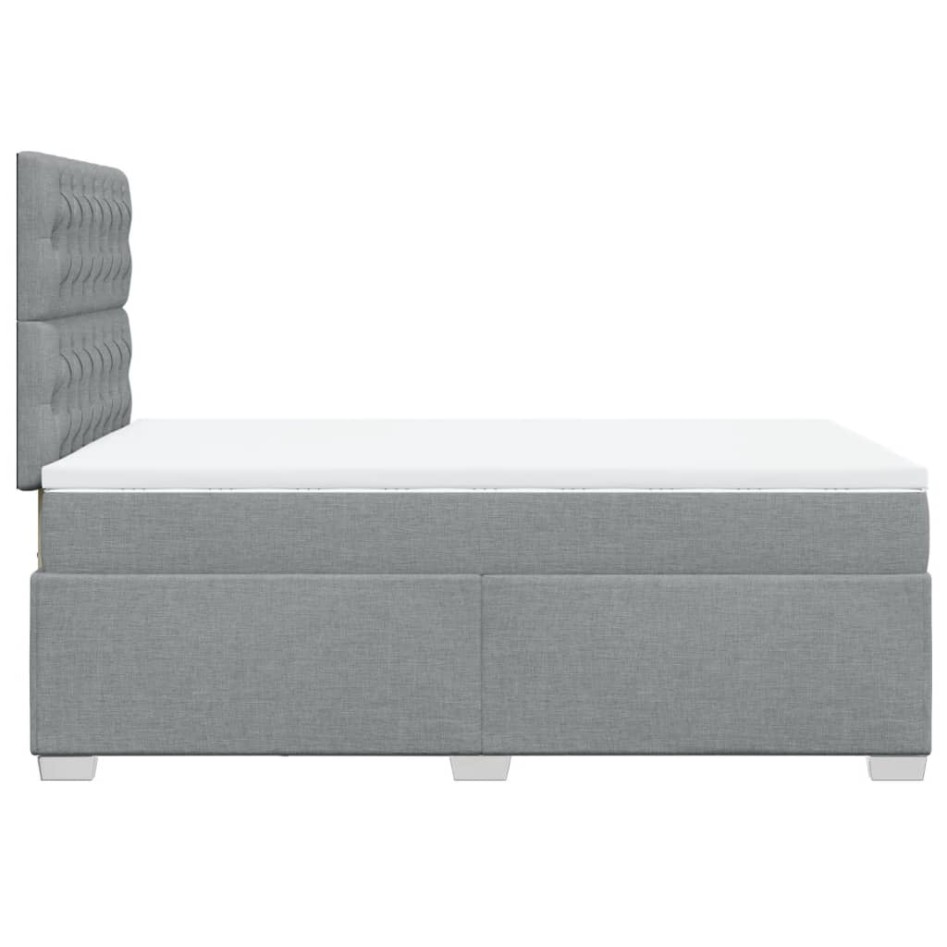 Cama box spring con colchón tela gris claro 120x200