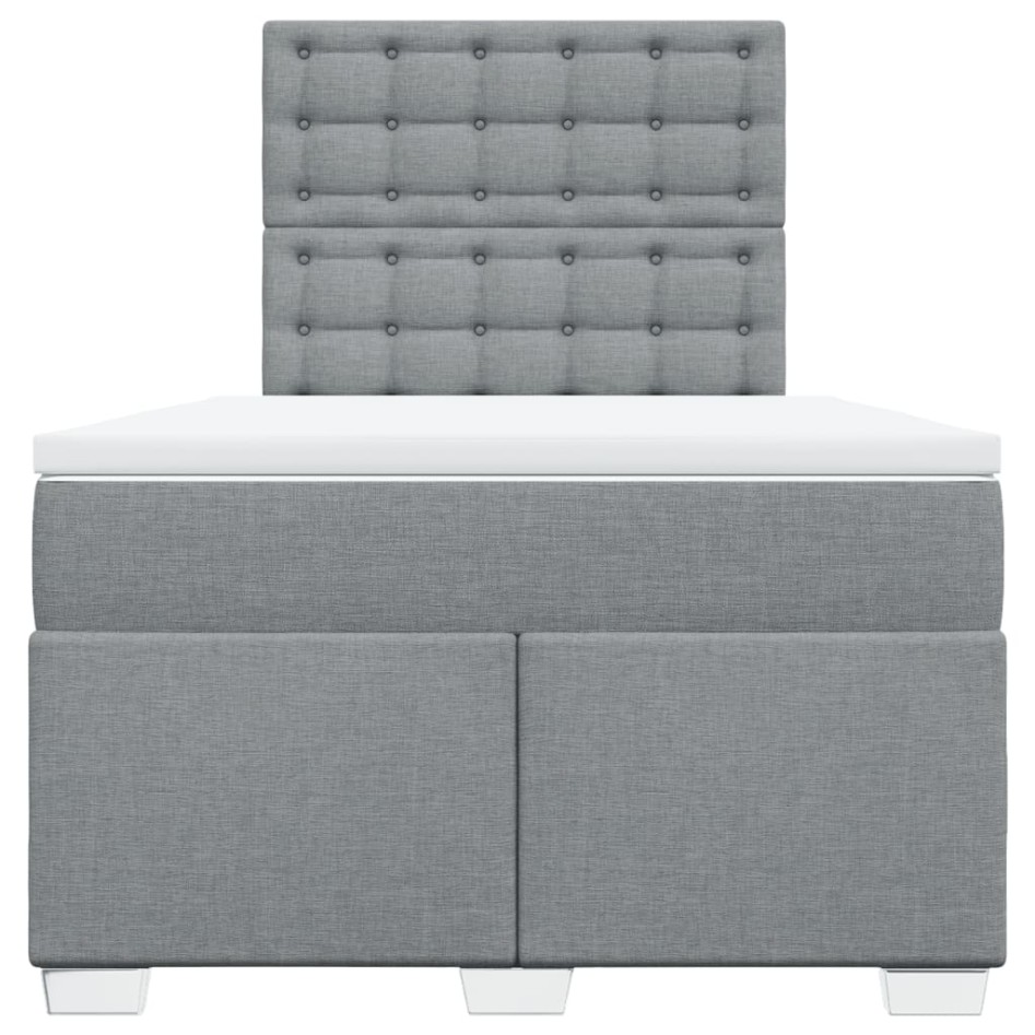 Cama box spring con colchón tela gris claro 120x200