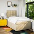 Cama box spring con colchón tela color crema 120x200