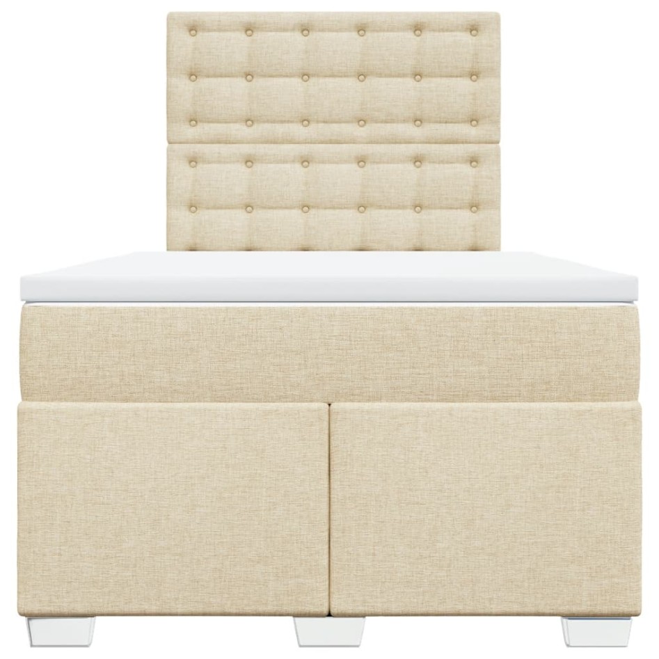 Cama box spring con colchón tela color crema 120x200