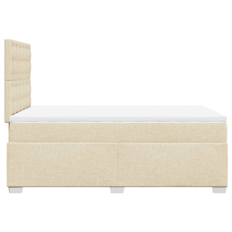 Cama box spring con colchón tela color crema 120x200