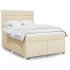 Cama box spring con colchón tela color crema 140x190