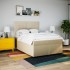Cama box spring con colchón tela color crema 140x190