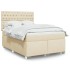 Cama box spring con colchón tela color crema 140x190