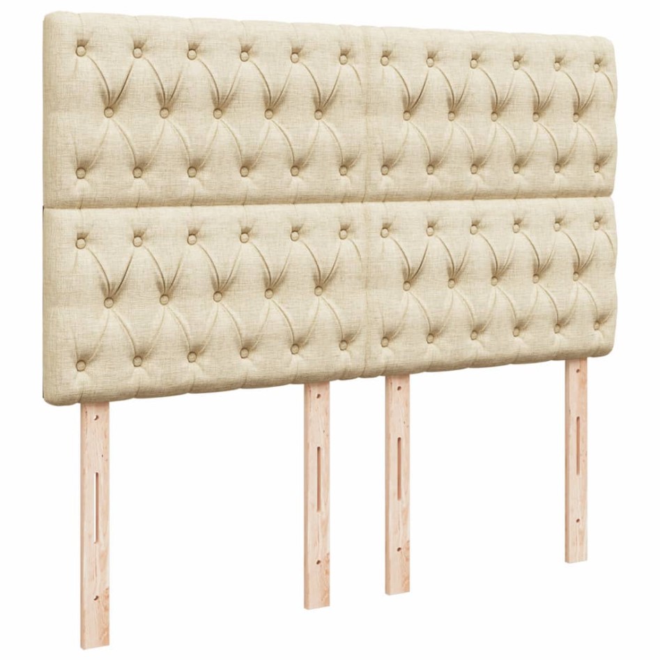 Cama box spring con colchón tela color crema 140x190