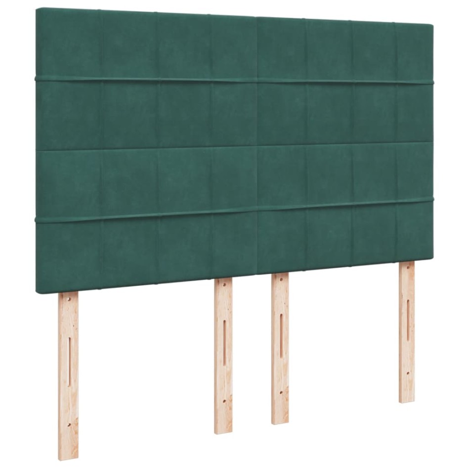 Cama box spring con colchón terciopelo verde oscuro 140x200