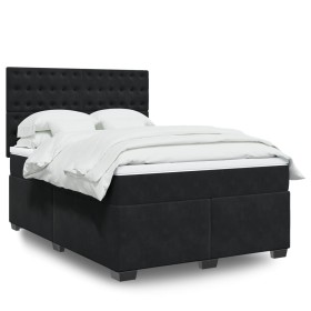 Cama box spring con colchón terciopelo negro 140x200