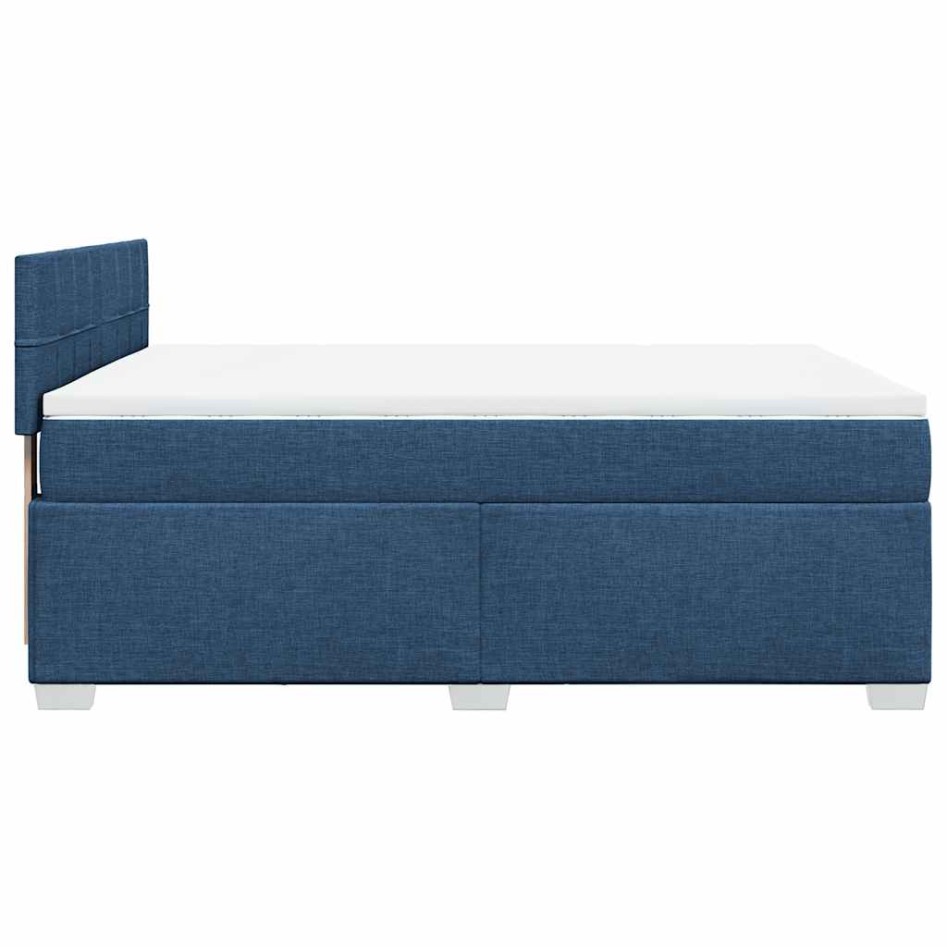 Cama box spring con colchón tela azul 140x190