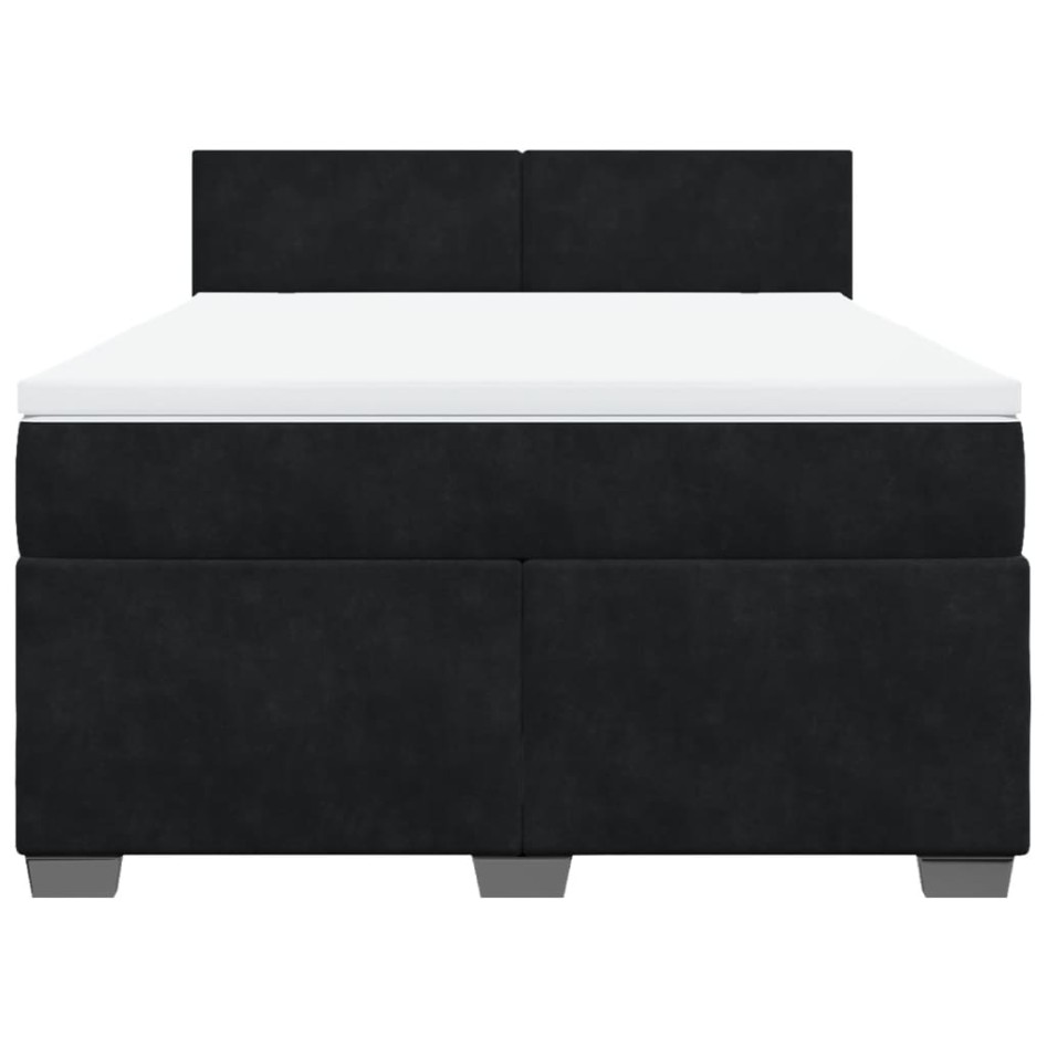 Cama box spring con colchón terciopelo negro 140x200