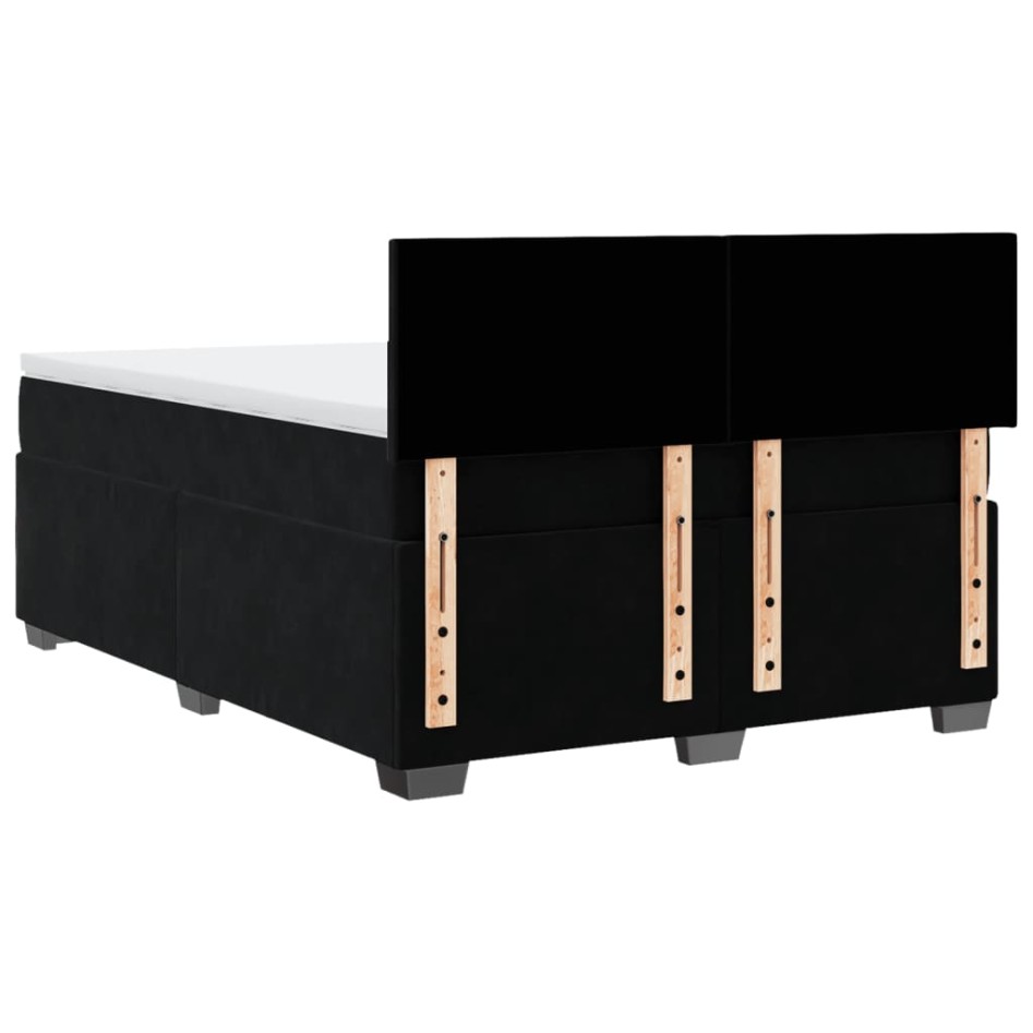 Cama box spring con colchón terciopelo negro 140x200