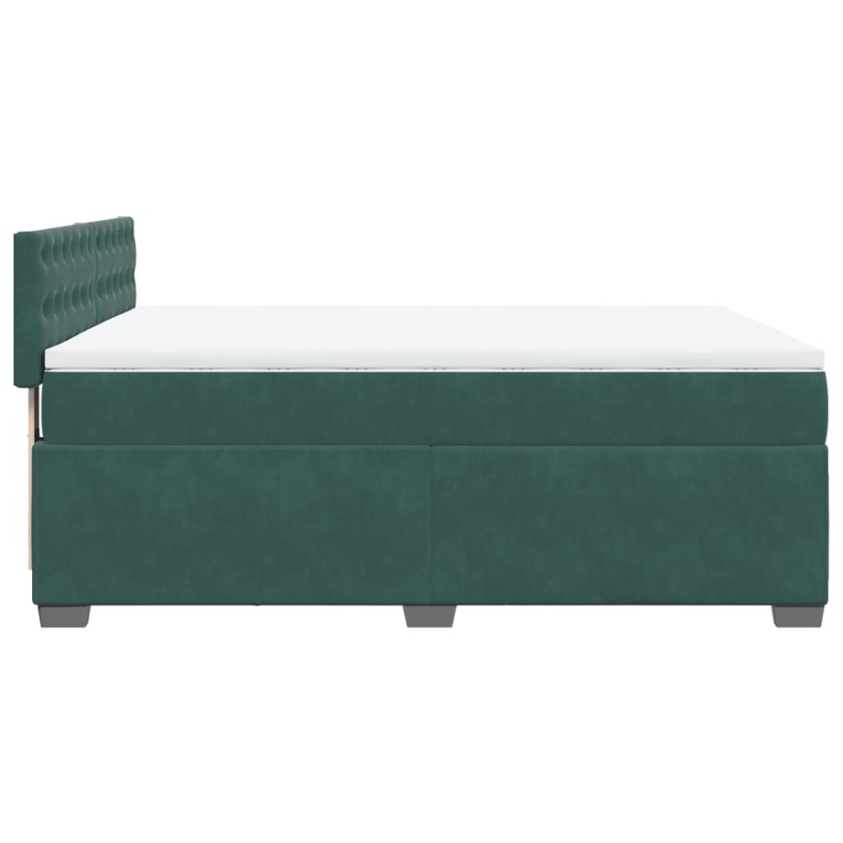 Cama box spring con colchón terciopelo verde oscuro 140x200