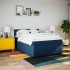 Cama box spring con colchón tela azul 140x190