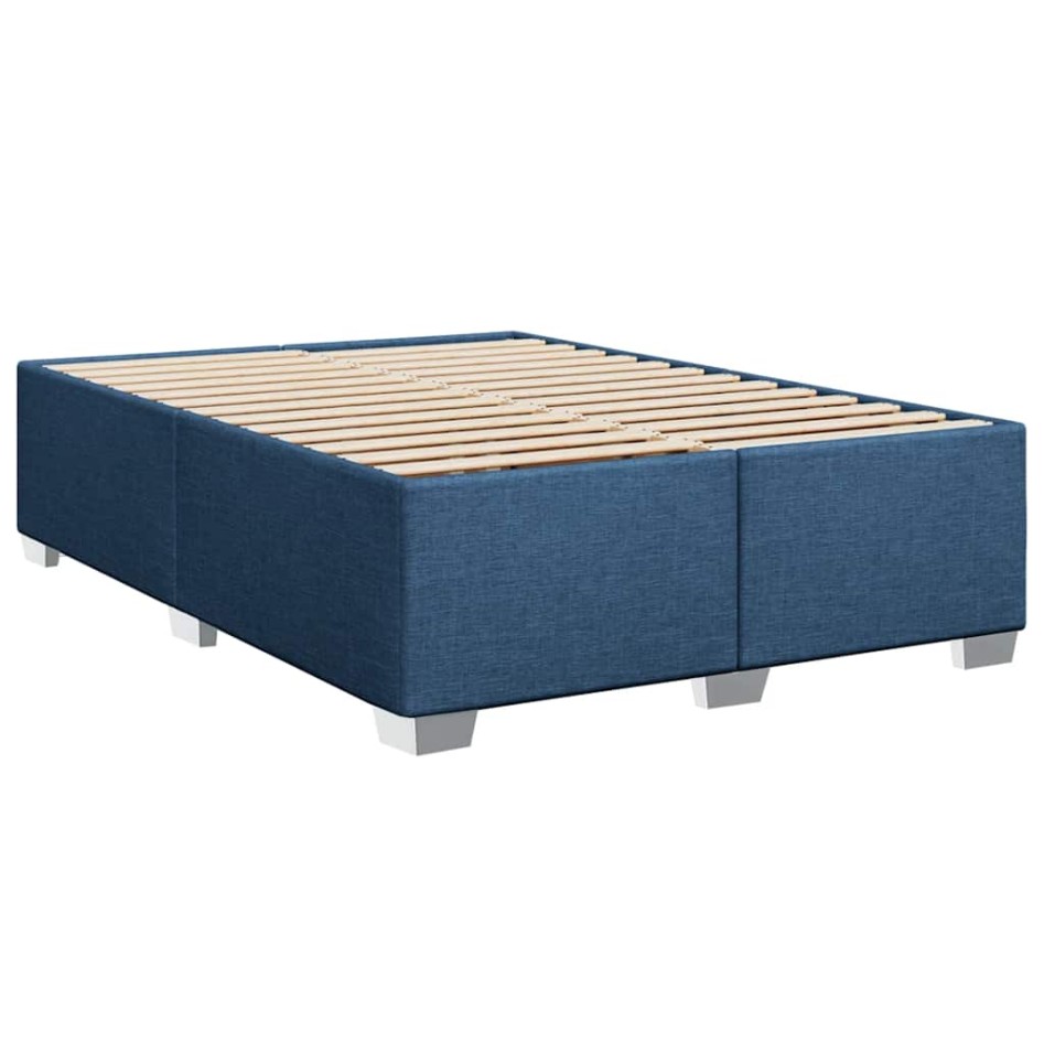 Cama box spring con colchón tela azul 140x190