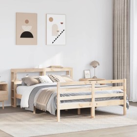 Estructura de cama sin colchón madera maciza de pino 120x190