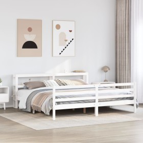 Estructura de cama sin colchón madera maciza blanca 200x200