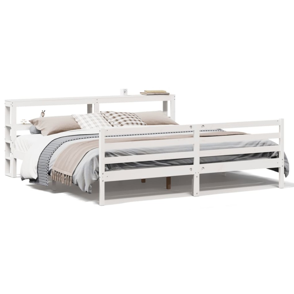 Estructura de cama sin colchón madera maciza blanca 200x200