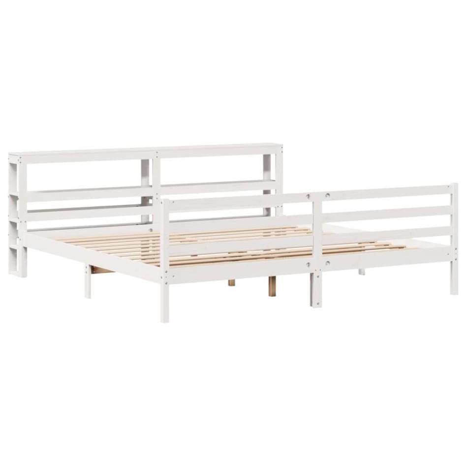 Estructura de cama sin colchón madera maciza blanca 200x200