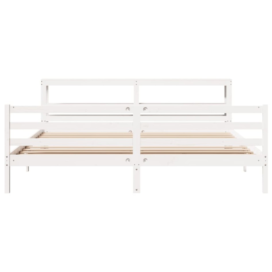 Estructura de cama sin colchón madera maciza blanca 200x200