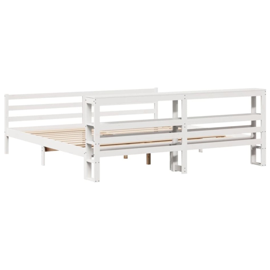Estructura de cama sin colchón madera maciza blanca 200x200
