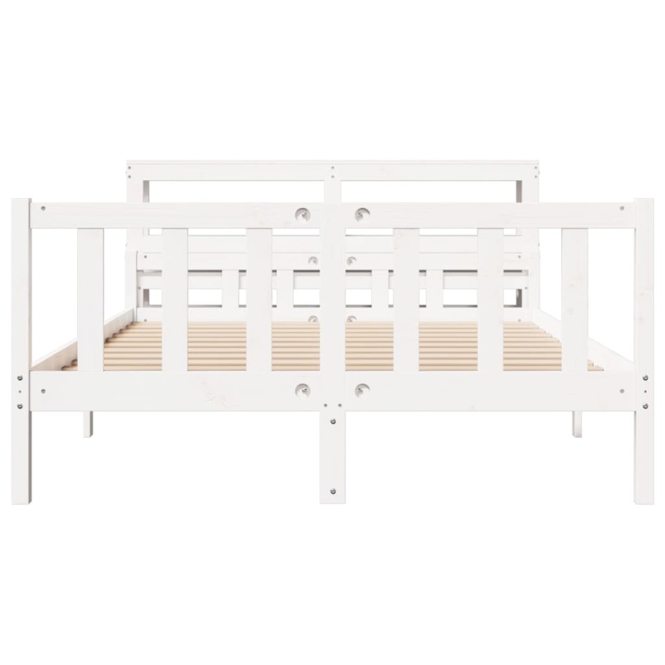 Estructura de cama sin colchón madera de pino blanca 150x200