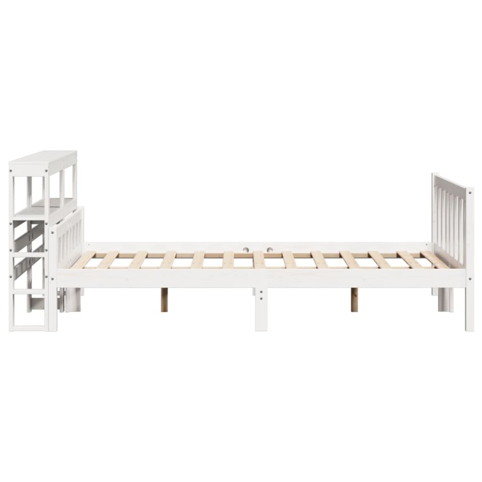 Estructura de cama sin colchón madera de pino blanca 150x200