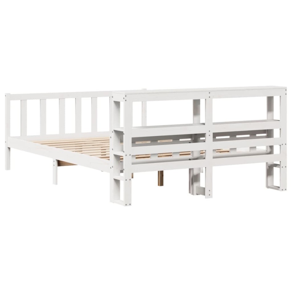Estructura de cama sin colchón madera de pino blanca 150x200