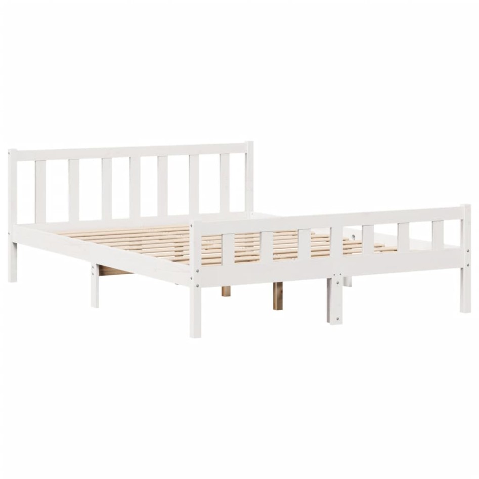 Estructura de cama sin colchón madera de pino blanca 150x200