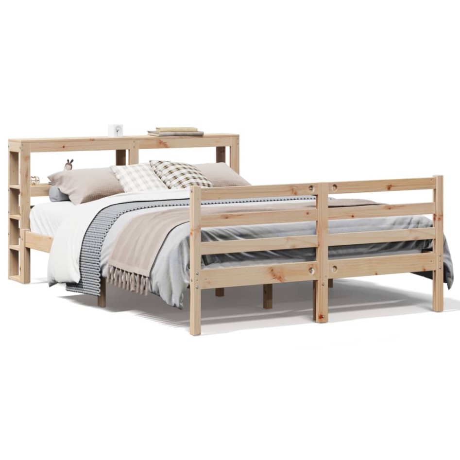Estructura de cama sin colchón madera de pino blanco 150x200
