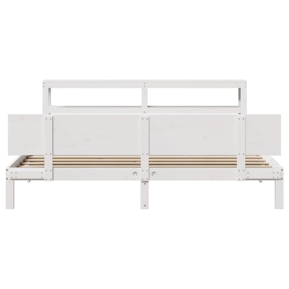 Estructura de cama con cabecero sin colchón blanco 200x200