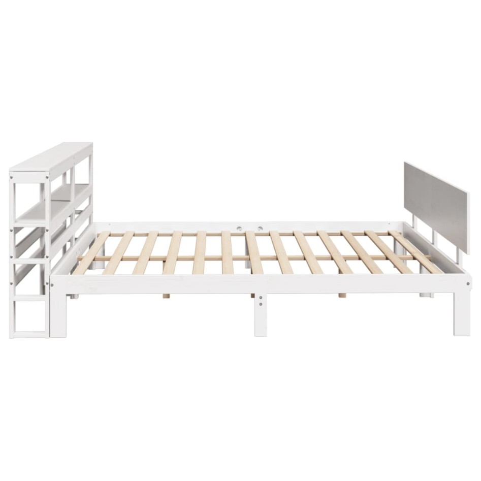 Estructura de cama con cabecero sin colchón blanco 200x200