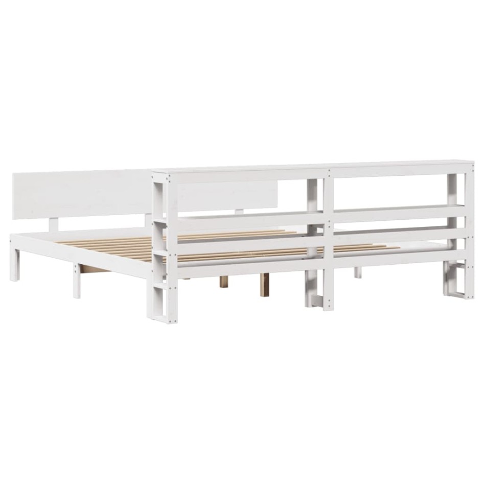 Estructura de cama con cabecero sin colchón blanco 200x200